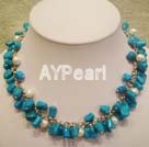 Wholesale Jewelry-turquoises white pearls  necklace