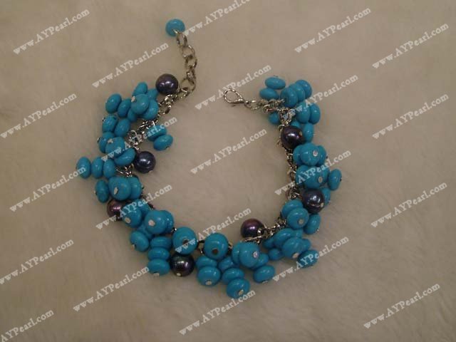 Turquoise black pearl bracelet