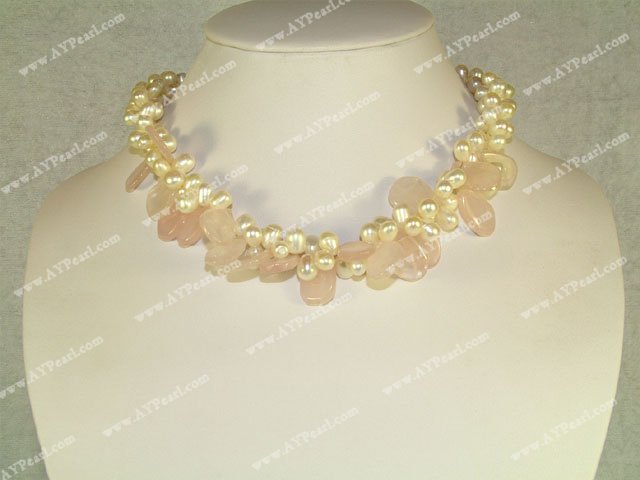 pearl Rose quartz necklace