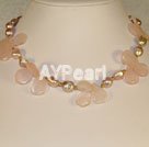 pearl Rose quartz necklace