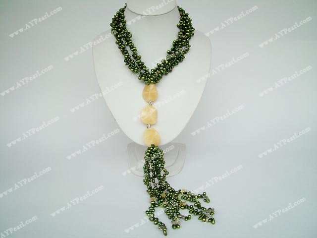 pearl yellow jade necklace