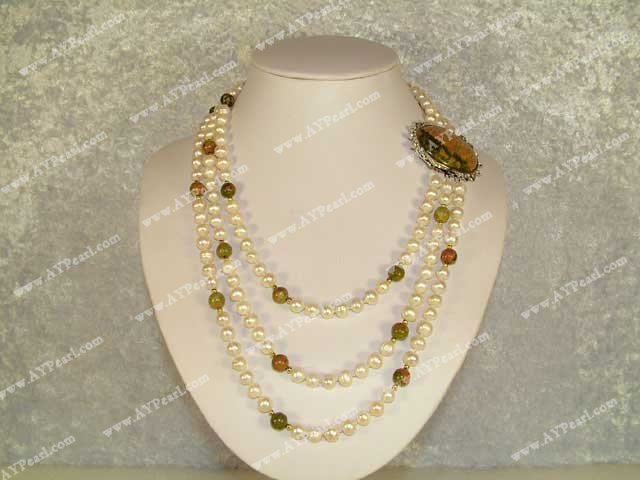 unakite pearl necklace