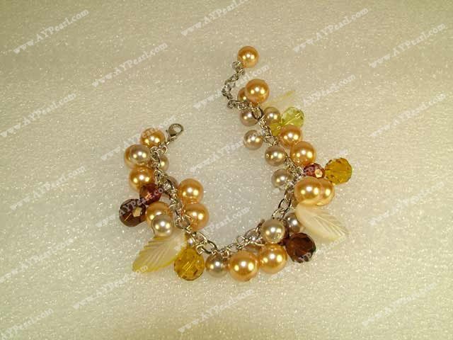 Seashell bead crystal bracelet