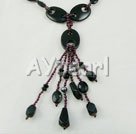 Wholesale Gemstone Necklace-black stone garnet necklace