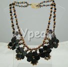 Wholesale Gemstone Necklace-black stone pearl necklace