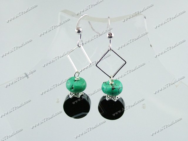 turquoise black agate earrings