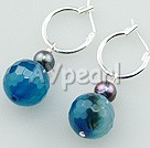 faceted blue agate earrings