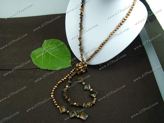 pearl tiger eye necklace