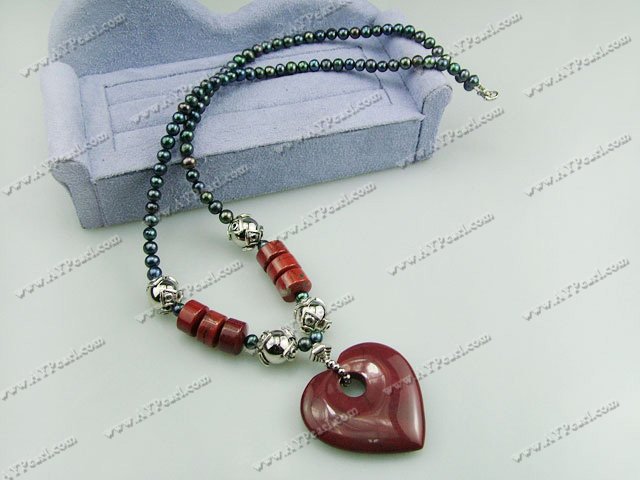 black pearl red jasper necklace