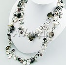 biwa pearl shell and smoky quartz necklace