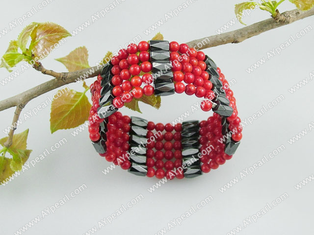 Coral  magnet stone bracelet