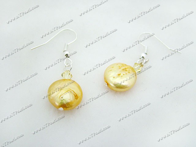 Austrian crystal coin pearl earrings