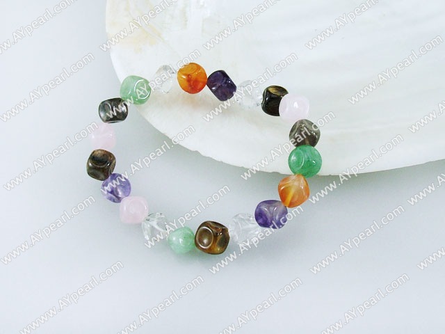 Elastic multi-color stone bracelet