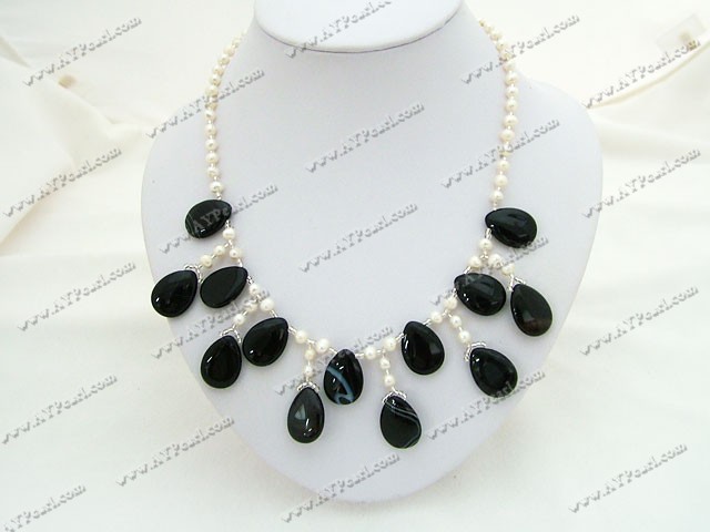 pearl black agate necklace