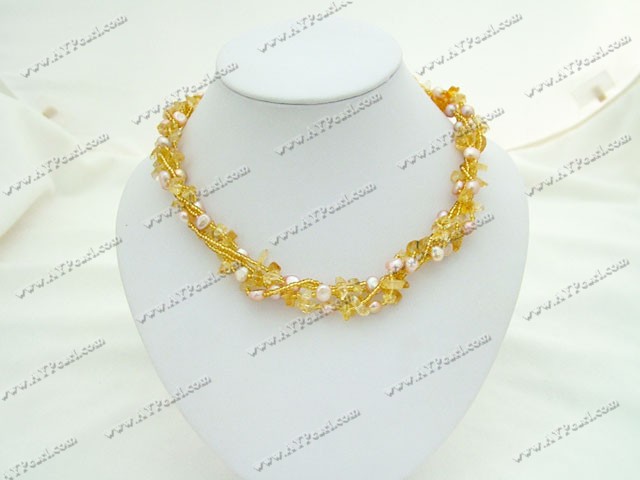 pearl yellow crystal necklace