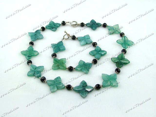 black crystal blue jade set