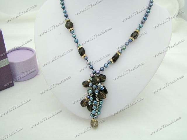 black pearl smoky quartz necklace