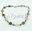 pearl crystal grey agate necklace