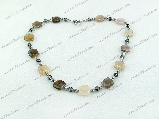 pearl crystal grey agate necklace