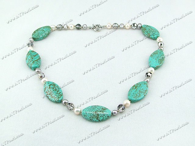 pearl crystal turquoise necklace