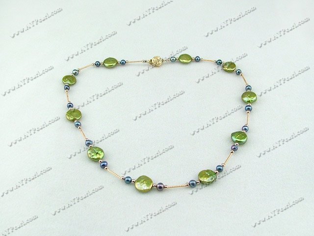 green coin pearl necklace