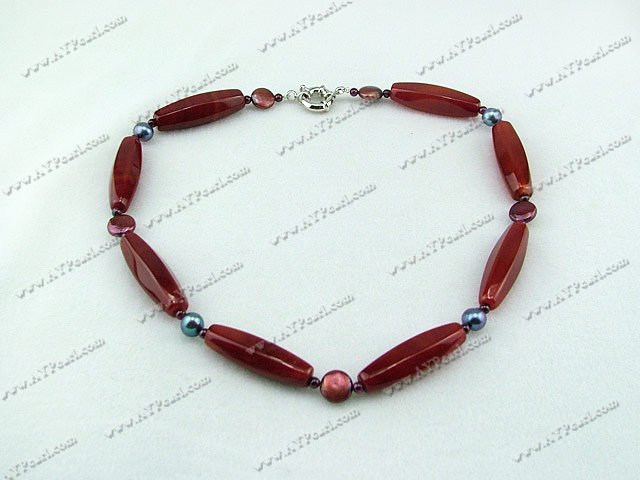 pearl red carnelian necklace