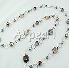 pearl crystal grey agate necklace