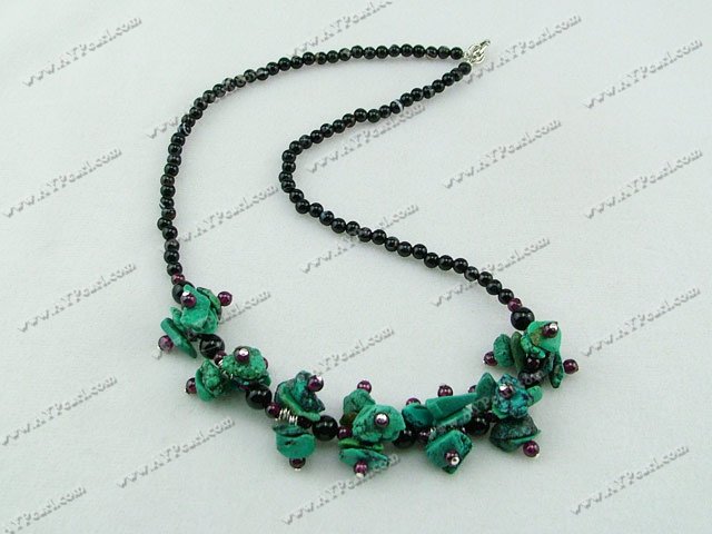 black agate garnet turquoise necklace