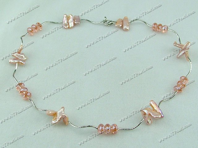 crystal biwa pearl necklace