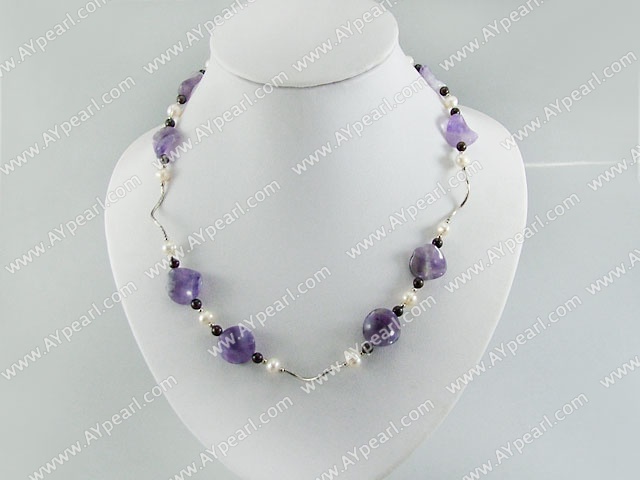 pearl amethyst garnet necklace