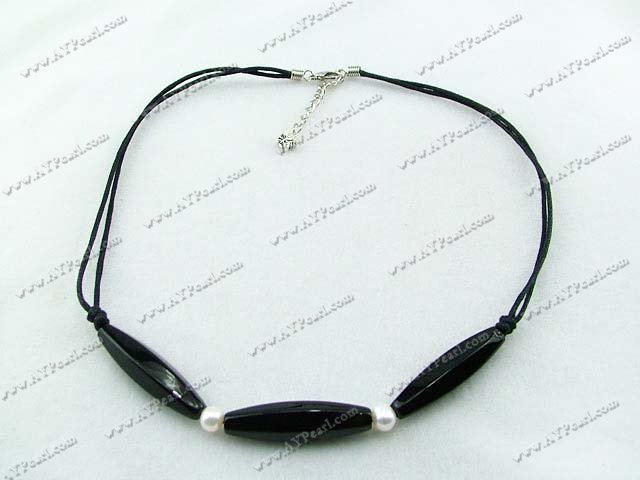 pearl black agate necklace