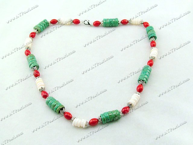 coral turquoise shell necklace