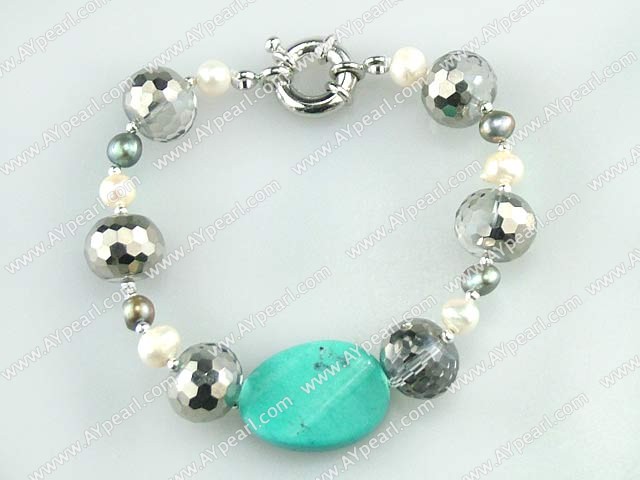 pearl crystal turquoise bracelet