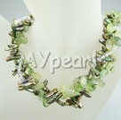 Wholesale Jewelry-biwa pearl green rutilated quartz necklace