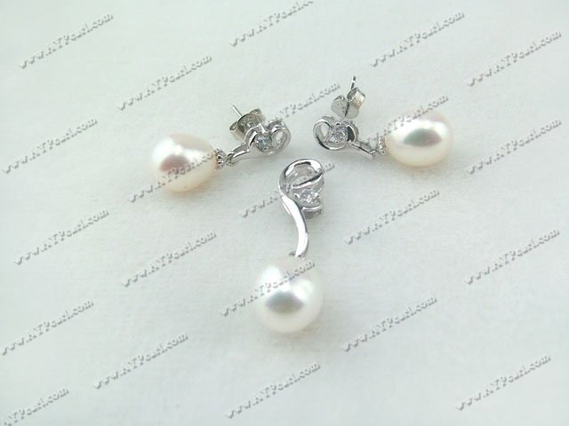 925silver pearl set 