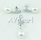 925 sterling silver pearl set