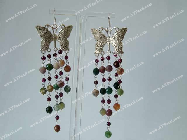 indian agate garnet earring