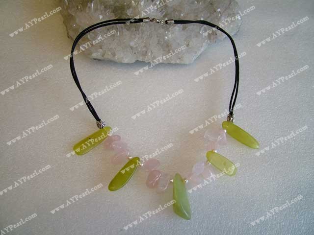 Rose quartz Lemon jade necklace