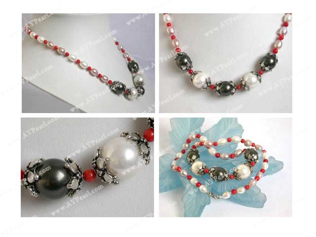 Pearl Seashell collier perles de corail