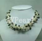 Wholesale Jewelry-white pearl blace pearl necklace