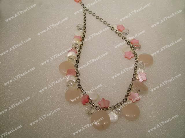 Rose quartz  necklace Αυξήθηκε χαλαζία κολιέ