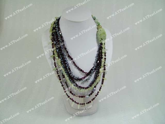 pearl garnet jade necklace