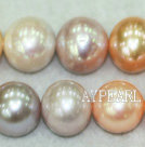 A grade round freshwater pearl mixed color beads,Mixed Color,12-14mm