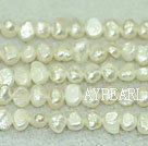 Freshwater pearl beads, dyed white, 5-6mm potato. Sold per 14-inch strand.