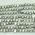 Freshwater pearl beads, dyed grey, 5-6mm potato. Sold per 14-inch strand.