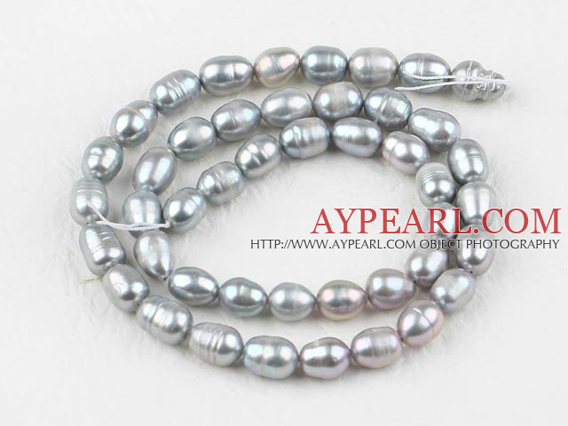 Rice Shape Freshwater Pearl Beads (Dyed), Gray, 6-7mm, Sold per 14.6-Inch Strand