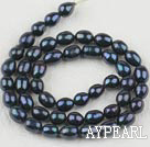 Rice Shape Freshwater Pearl Beads (Dyed), Black, 6-7mm, Sold per 14.6-Inch Strand