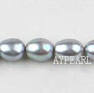 Rice Shape Freshwater Pearl Beads, Gray, 8-9mm, Sold per 14.6-Inch Strand