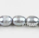 Pearl Beads, Grey, 11-12mm natural rice shape, Sold per 15.4-inch strand