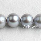 Pearl Beads, Grey, 10*11mm natural, Sold per 15.7-inch strand